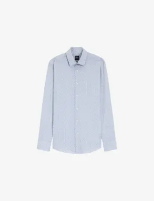 BOSS Graphic-Pattern Slim-Fit Cotton-Blend Shirt