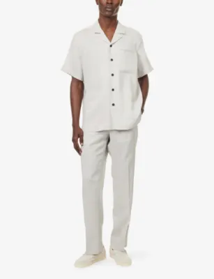 CORNELIANI Short-Sleeve Linen And Wool Blend Shirt - 15.75 detail 2