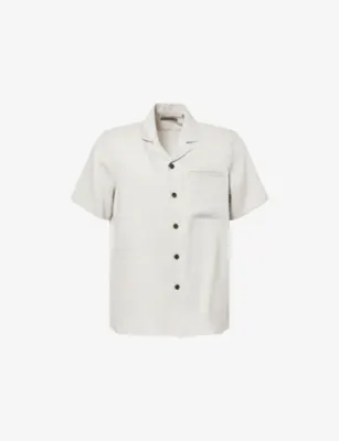 CORNELIANI Short-Sleeve Linen And Wool Blend Shirt - 15.75