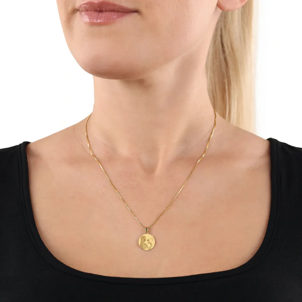 AMOR 9ct Yellow Gold Virgo Zodiac Pendant detail 2