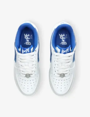 A BATHING APE BAPE STA Icon #4 M2 Leather Trainers - EUR 41 / 7 UK MEN in WHITE/NAVY, additional product view 2