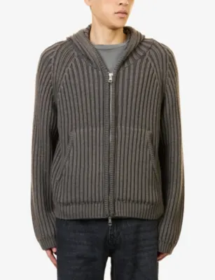 OUR LEGACY Level Hooded Rib-Merino-Wool Hoody detail 3