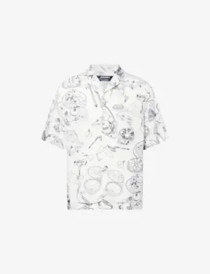 JACQUEMUS La Cocktail Short-Sleeve Linen-Blend Shirt - Off-white/bla