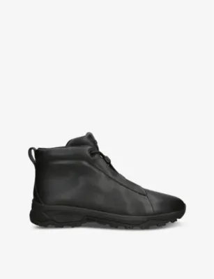 ZEGNA Triple Stitch Vetta leather high-top trainers - EUR 42.5 / 8.5 UK MEN in BLACK – Mens | Trainers | Lace up trainers