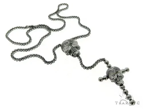 RINA - For Him CUSTOM Skull and Cross Crucifix Black Diamond Pendant Chain 49785 in Rose Gold / 18 Inches – Pendant Set