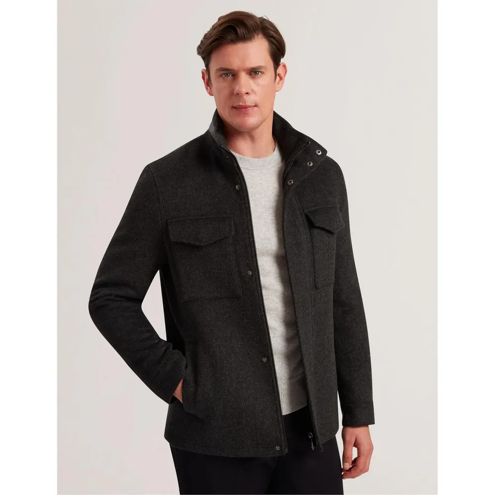 Ted Baker Men's Funnel Neck Overcoat detail 3