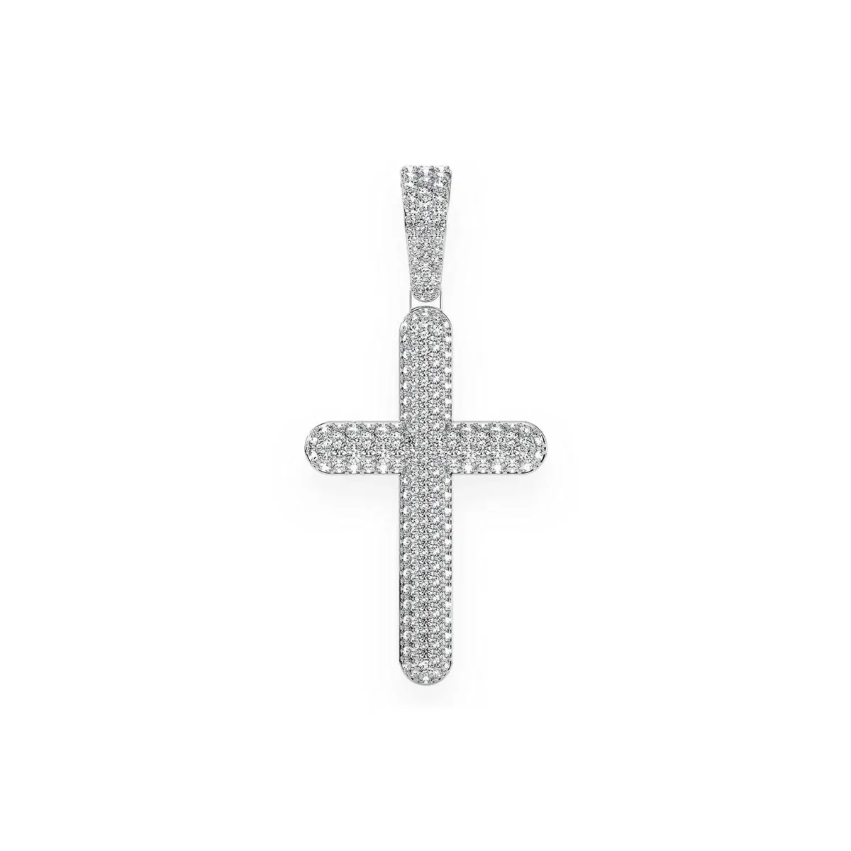 For Him Bubbly Diamond Cross Pendant in 2.00ctw / White Gold / Natural Diamond – Pendant