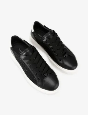 KURT GEIGER LONDON Albion Leather Trainers - EUR 42 / 8 UK MEN in BLK/WHITE, additional product view 2