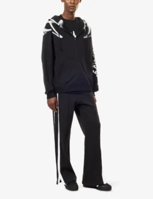 ADIDAS Y3 Graphic-Print Zip-Up Cotton Hoody detail 2