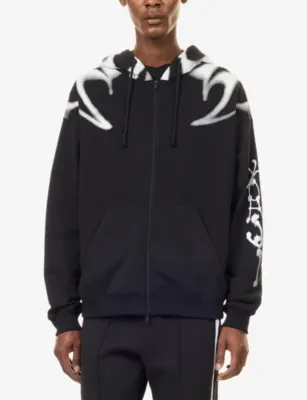 ADIDAS Y3 Graphic-Print Zip-Up Cotton Hoody detail 3
