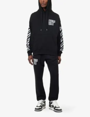 OFF-WHITE Motion-Arrow Logo-Print Cotton Hoody in BLACK, additional product view 2