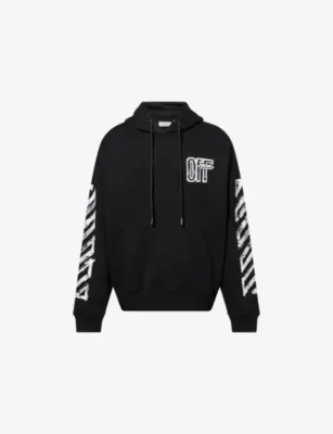 OFF-WHITE Motion-Arrow Logo-Print Cotton Hoody in BLACK – Mens | Tops & t-shirts | Hoodies