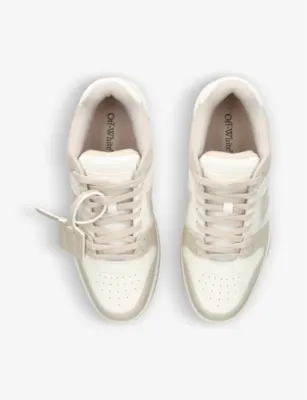 OFF-WHITE C/O VIRGIL ABLOH Out Of Office logo-embroidered leather low-top trainers - EUR 43 / 9 UK MEN in BEIGE COMB, additional product view 2
