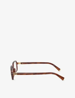 MIU MIU MU 01YV Rectangle-Frame Acetate Eyeglasses in BROWN, additional product view 2