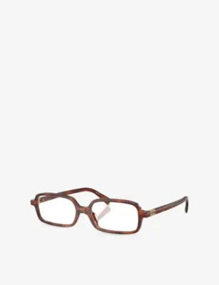 MIU MIU MU 01YV Rectangle-Frame Acetate Eyeglasses in BROWN, additional product view 3