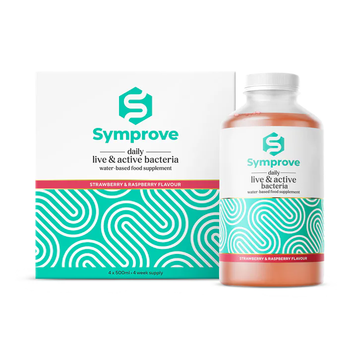 Symprove Daily Live & Active Bacteria Strawberry & Raspberry Water Based Food Supplement 4x500ml