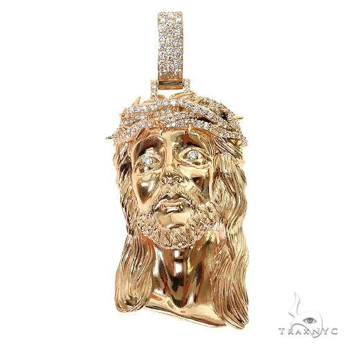 RINA - For Him CUSTOM 14K Gold Diamond Crown Jesus Pendant 67599 in Rose Gold – Pendant