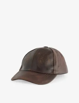 FOUND Croc-Embossed Distressed Leather Cap in ESPRESSO – Mens | Hats | Caps