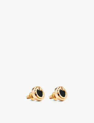 TIFFANY & CO Tiffany T 18ct yellow-gold and onyx earrings detail 3