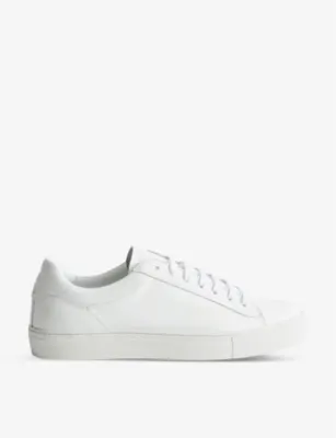 REISS Finley Leather Low-Top Trainers - BLACK - EUR 42 / 8 UK MEN in BLACK, additional product view 2
