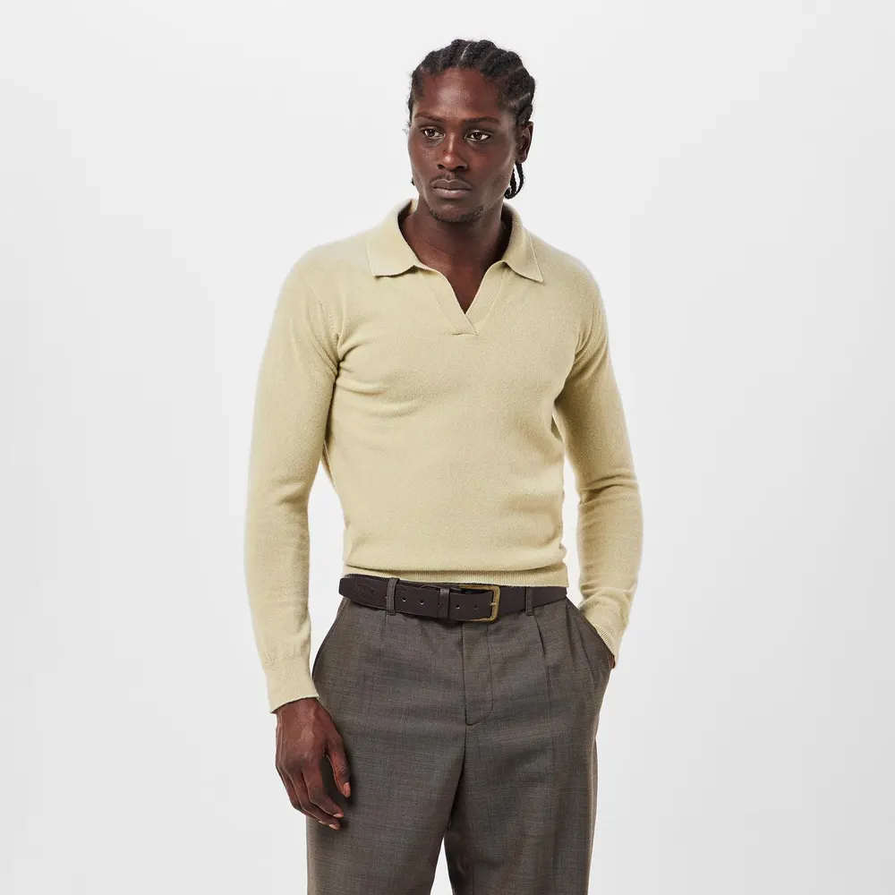 Maison Margiela Men's Textured Knitted Top in Pale Green, additional product view 3