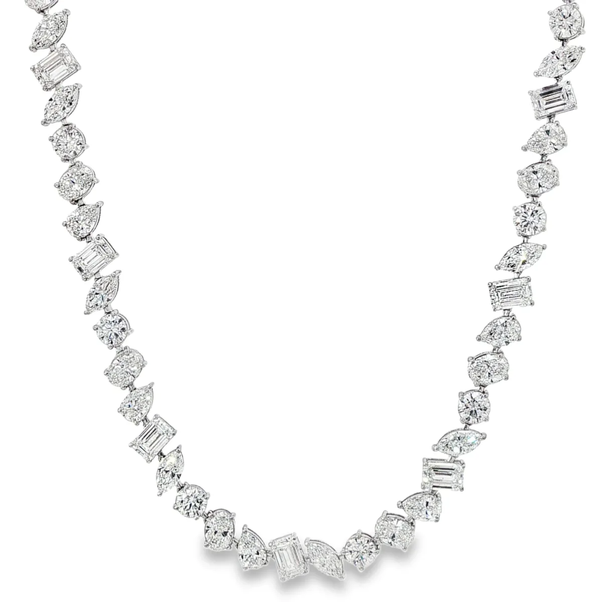 AHMED - MOON JEWELRY Multi Shape Diamond Tennis Chain 71101 in White Gold – Necklaces