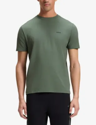 BOSS Brand-Embossed Short-Sleeved Stretch-Cotton T-Shirt detail 3