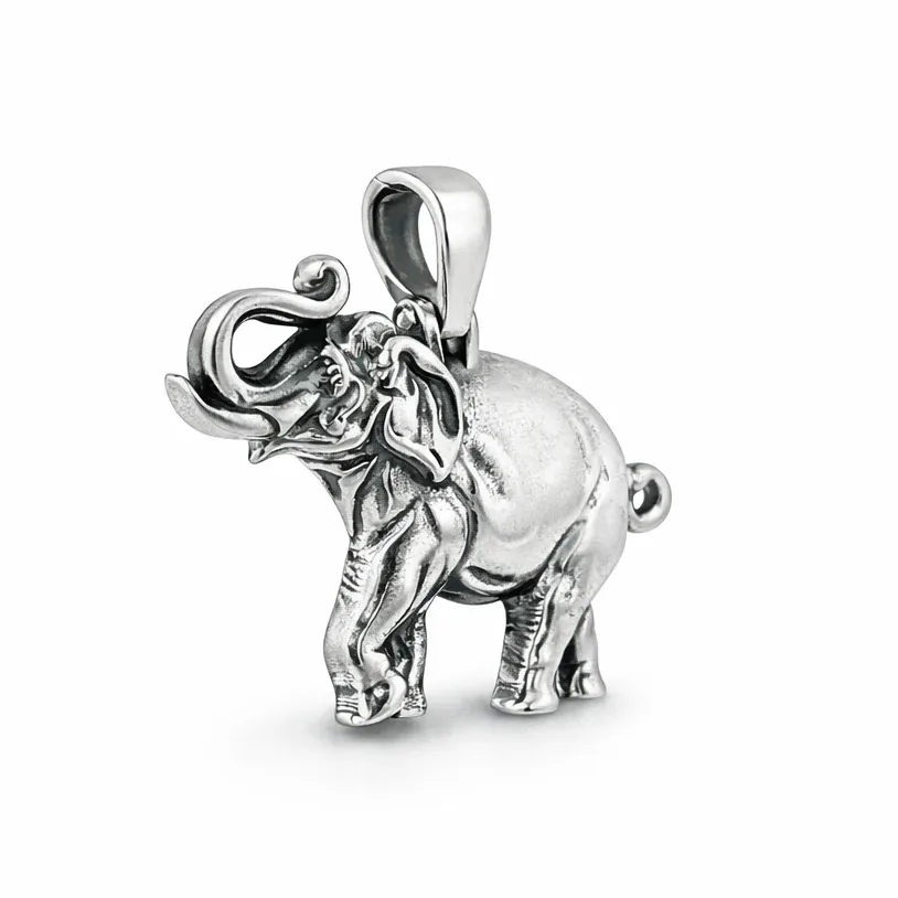 MARYAM - For Him SILVER Silver Lucky Elephant Pendant in Antique Polish – Pendant