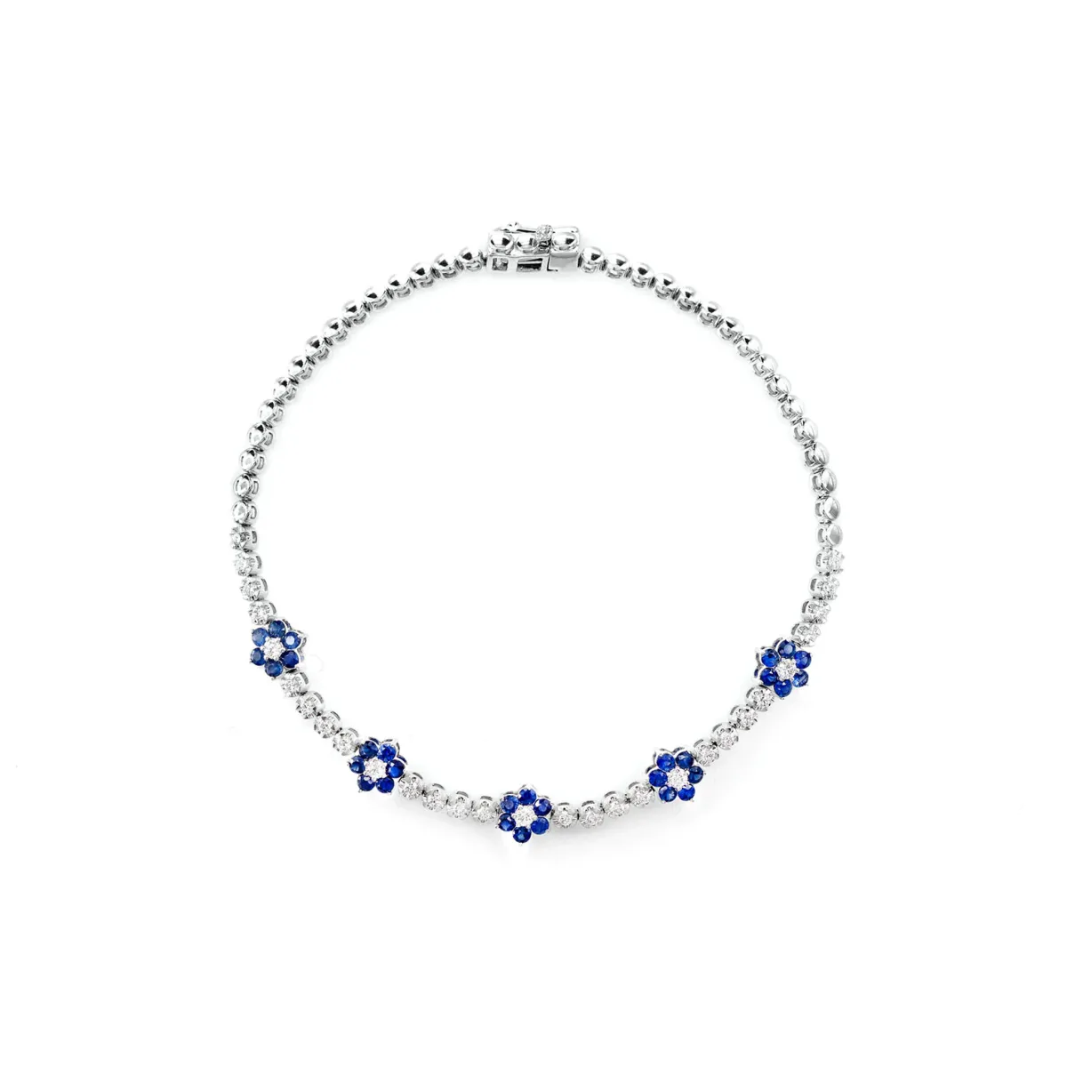 For Him Diamond and Sapphire Five Flower Tennis Bracelet