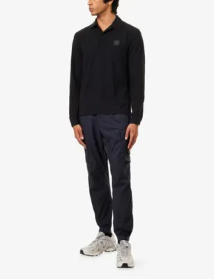 STONE ISLAND Brand-Patch Ghost Jersey Crepe Polo Shirt detail 2