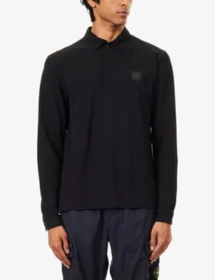 STONE ISLAND Brand-Patch Ghost Jersey Crepe Polo Shirt detail 3