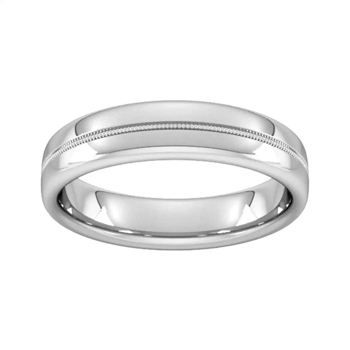 For Him 5mm Slight Court Standard Milgrain Centre Wedding Ring In 9 Carat White Gold