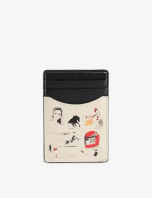 DUKE & DEXTER Graphic-Print Leather Card Holder