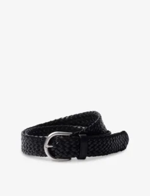 PRADA Braided Leather Belt - BLACK - 34