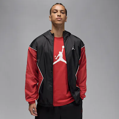 Jordan Brooklyn Men's Hooded Draft Jacket - Black/Gym Red/White/White