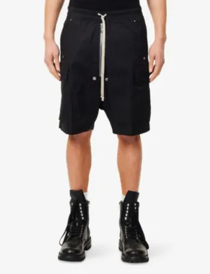 RICK OWENS Cargobela Zip-Front Cotton-Poplin Shorts detail 3