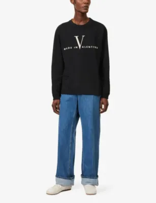VALENTINO GARAVANI Logo-Text Long-Sleeve Cotton-Jersey T-Shirt detail 2