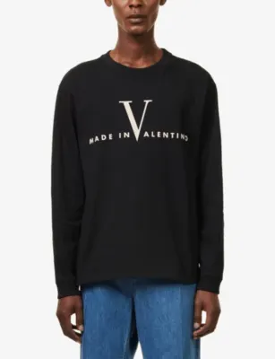 VALENTINO GARAVANI Logo-Text Long-Sleeve Cotton-Jersey T-Shirt detail 3