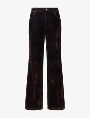 AMIRI Flared-Leg 5-Pocket Flocked Denim Jeans
