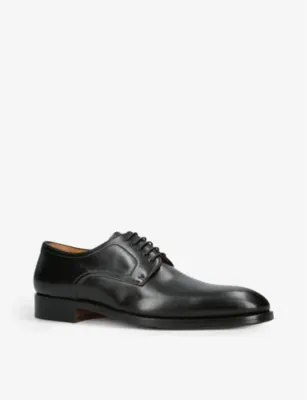 MAGNANNI Branded tonal-stitching leather Derby shoes - EUR 46 / 12 UK MEN in BLACK, additional product view 3