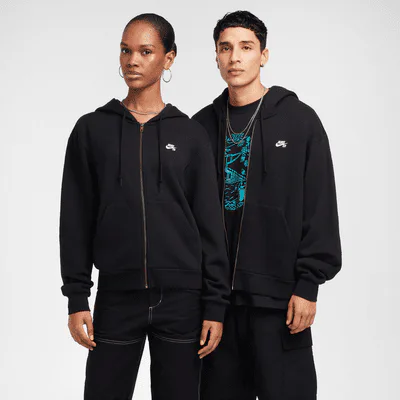 Nike SB Full-Zip Fleece Skate Hoodie - Black/White in Black/White – Nike men's and unisex