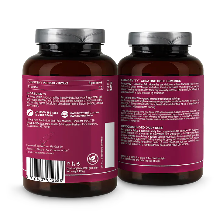 New Nordic Longevity Creatine Gold Gummies Citrus 90 Gummies detail 2