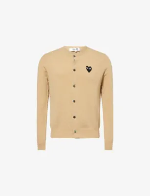 COMME DES GARCONS PLAY Logo-embroidered Crewneck Wool Cardigan