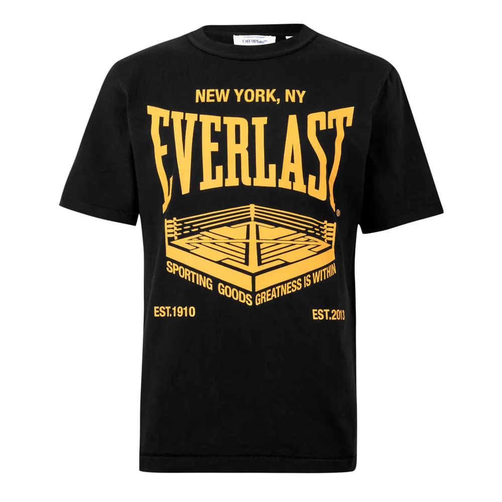 Off White x Everlast Off-White™ c/o Everlast Mens Gym Tee in Black/Yellow – Clothing
