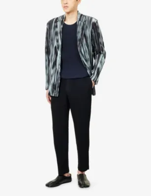 HOMME PLISSE ISSEY MIYAKE Basics Long-Sleeve Knit Top in NAVY, additional product view 2