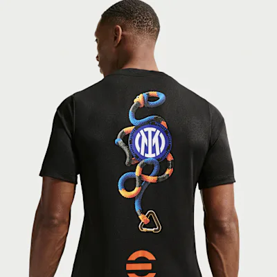 Nike Inter Milan Academy Pro SE Men's Nike ACG Dri-FIT Football Short-Sleeve Pre-Match Top - Black/Safety Orange