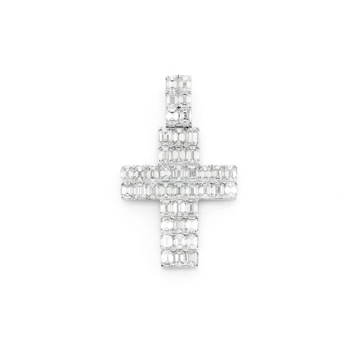 For Him Emerald Cut Diamond Cross Pendant in White Gold / Lab Grown Diamond – Pendant