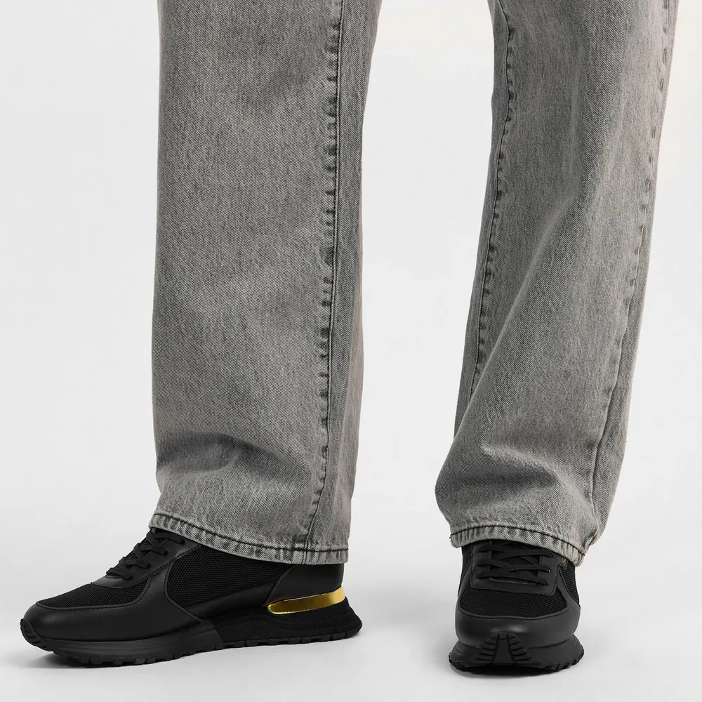 Mallet Men's Boundary Low-Top Trainers in Black/Gold, additional product view 3