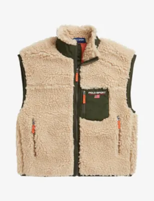 POLO RALPH LAUREN Faux-Shearling Knit Gilet in Classic Tan Multi – Mens | Coats & jackets | Gilets