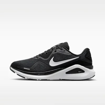Nike Structure 26 Men's Road-Running Shoes (Wide) - Black/Wolf Grey/Metallic Silver/White